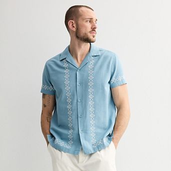 Men's Apt. 9® Short Sleeve Embroidered Camp Collar Shirt