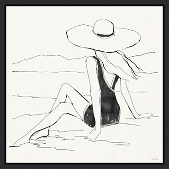 Amanti Art Bathing Beauties II Black & White Framed Canvas Wall Art