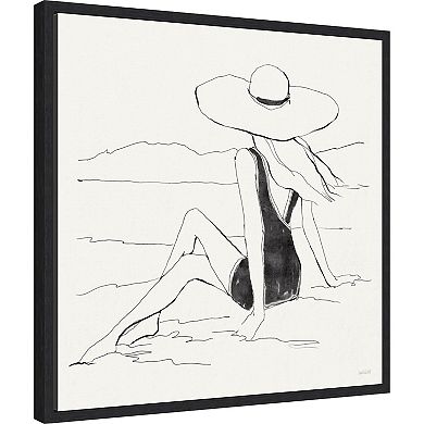 Amanti Art Bathing Beauties II Black & White Framed Canvas Wall Art