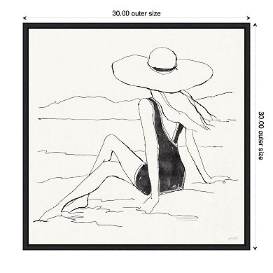 Amanti Art Bathing Beauties II Black & White Framed Canvas Wall Art