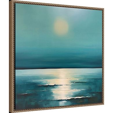 Amanti Art Blue Ocean Sunrise Framed Canvas Wall Art