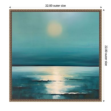 Amanti Art Blue Ocean Sunrise Framed Canvas Wall Art