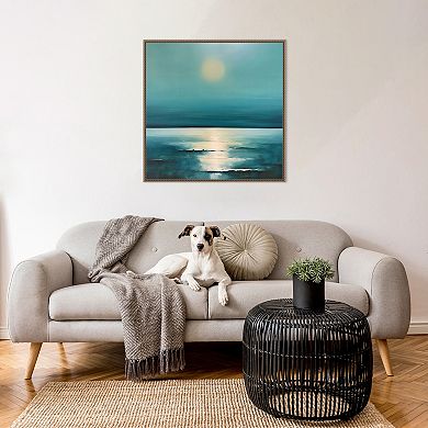 Amanti Art Blue Ocean Sunrise Framed Canvas Wall Art