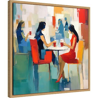 Amanti Art Coffee Break for Two Framed Canvas Wall Art