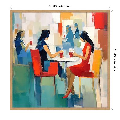 Amanti Art Coffee Break for Two Framed Canvas Wall Art