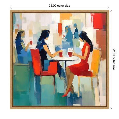 Amanti Art Coffee Break for Two Framed Canvas Wall Art