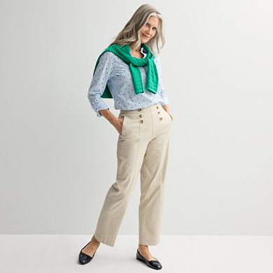 Petite Croft & Barrow® Sailor Button Chino Pants