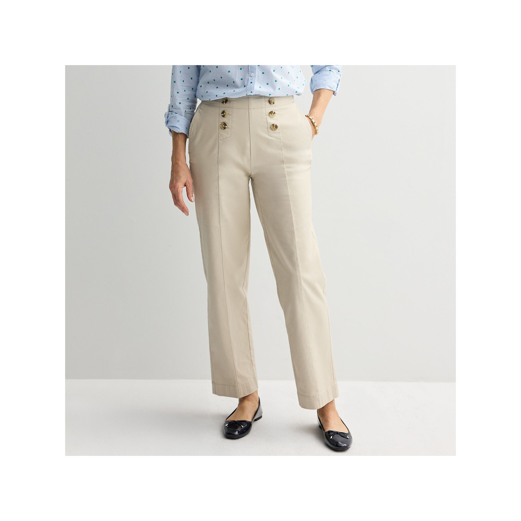 Womens Croft & Barrow® Sailor Button Chino Pants, Size: 4, Odell Beige