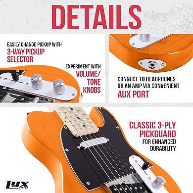 Lyxpro 30” Electric Guitar Tl Series, Solid Body Guitar W/3-way Switch & Tone Controls