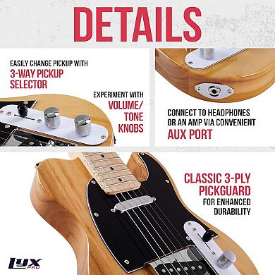 Lyxpro 30” Electric Guitar Tl Series, Solid Body Guitar With 3-way Switch & Tone Controls