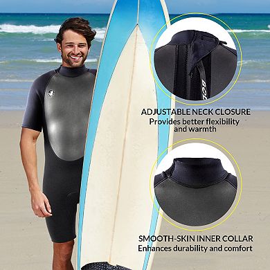 Body Glove Pro3 Men Shorty Wetsuit 2/1mm Back Zip Short Sleeve Spring Wet Suit