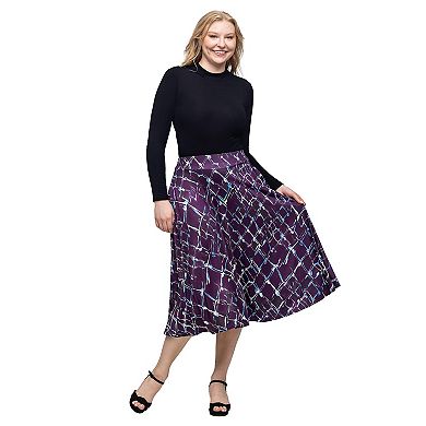 Women's 24Seven Comfort Apparel Print Elastic Waist Pocket Midi Skirt