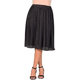 Women's 24Seven Comfort Apparel Elegant Accordion Pleated Elastic Waistband Party Midi Skirt
