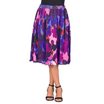Women's 24Seven Comfort Apparel Multi-Color Accordion Pleated Elastic Waistband Party Midi Skirt