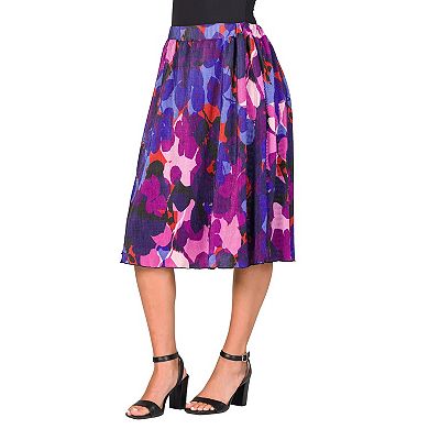 Women's 24Seven Comfort Apparel Multi-Color Accordion Pleated Elastic Waistband Party Midi Skirt