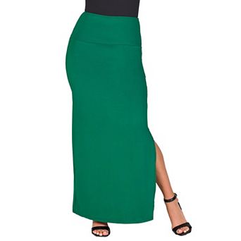 Women's 24Seven Comfort Apparel Versatile Side Slit Elastic Waist Maxi Skirt