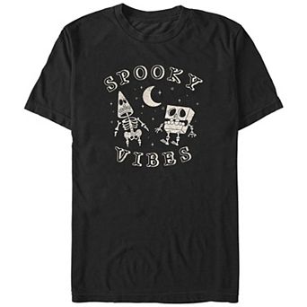 Big & Tall Nickelodeon SpongeBob SquarePants And Patrick Skellington Spooky Vibes Graphic Tee