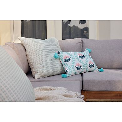 Sonoma Goods For Life® Aqua Floral Ogee Trellis Outdoor Pillow