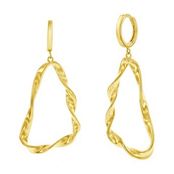 Argento Bella 14k Gold Over Sterling Silver Twist Triangle Dangle Earrings