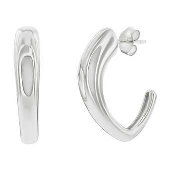 Argento Bella Sterling Silver Irregular Shape Hoop Earrings