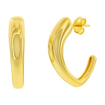 Argento Bella 14k Gold Over Sterling Silver Irregular Shape Hoop Earrings