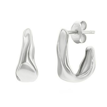 Argento Bella Sterling Silver Irregular Shape Hoop Earrings