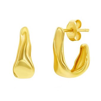 Argento Bella 14k Gold Over Sterling Silver Irregular Shape Hoop Earrings