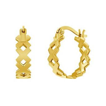 Argento Bella 14k Gold Over Sterling Silver X Design Hoop Earrings