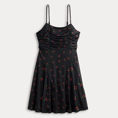 Juniors' Live To Be Spoiled Mesh Ruched Mini Dress