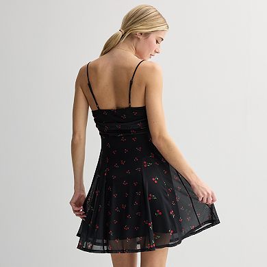 Juniors' Live To Be Spoiled Mesh Ruched Mini Dress
