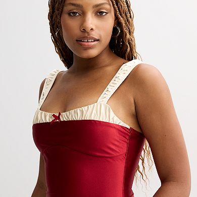 Juniors' Derek Heart Ruched Strap Satin Maxi Slip Dress
