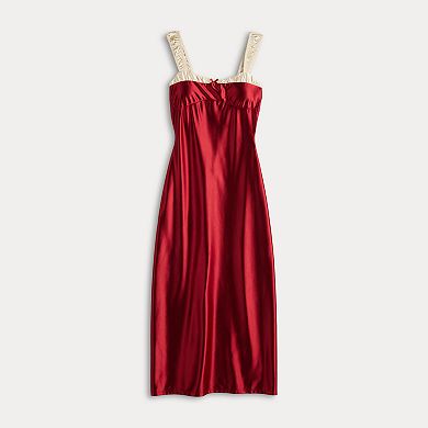 Juniors' Derek Heart Ruched Strap Satin Maxi Slip Dress