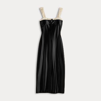 Juniors' Derek Heart Ruched Strap Satin Maxi Slip Dress