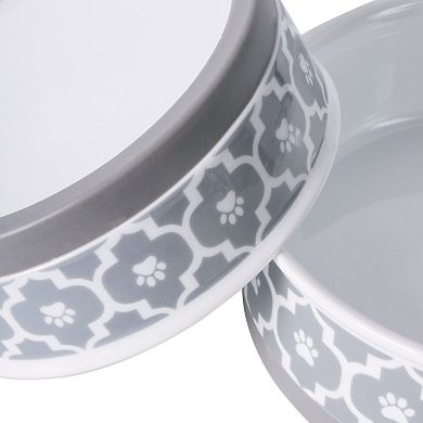 Bone Dry Lattice Gray Pet Bowl