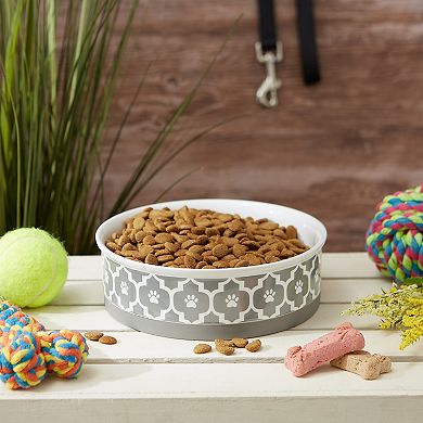 Bone Dry Lattice Gray Pet Bowl