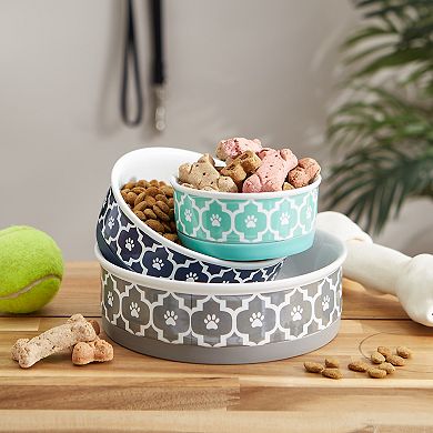 Bone Dry Lattice Gray Pet Bowl