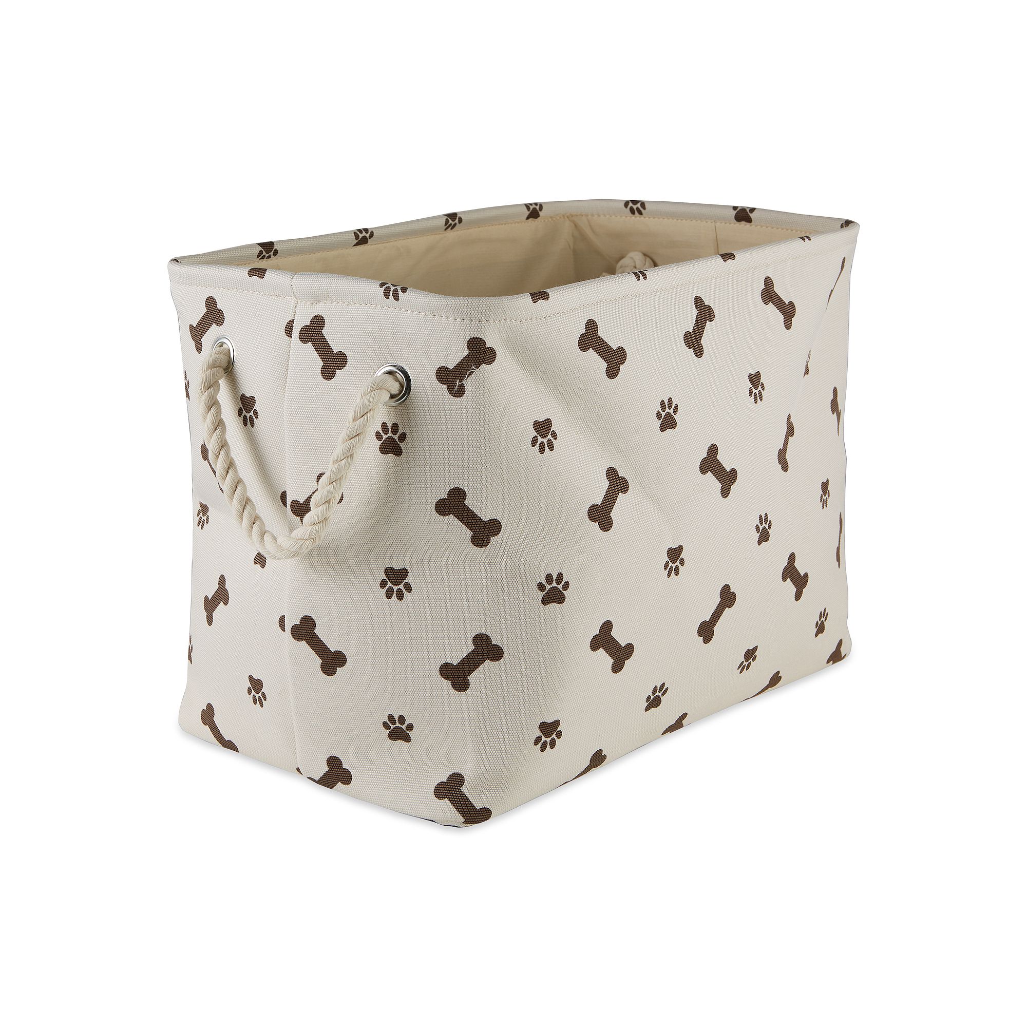 Bone Dry Polyester Paw & Bone Rectangle Pet Bin, Brown