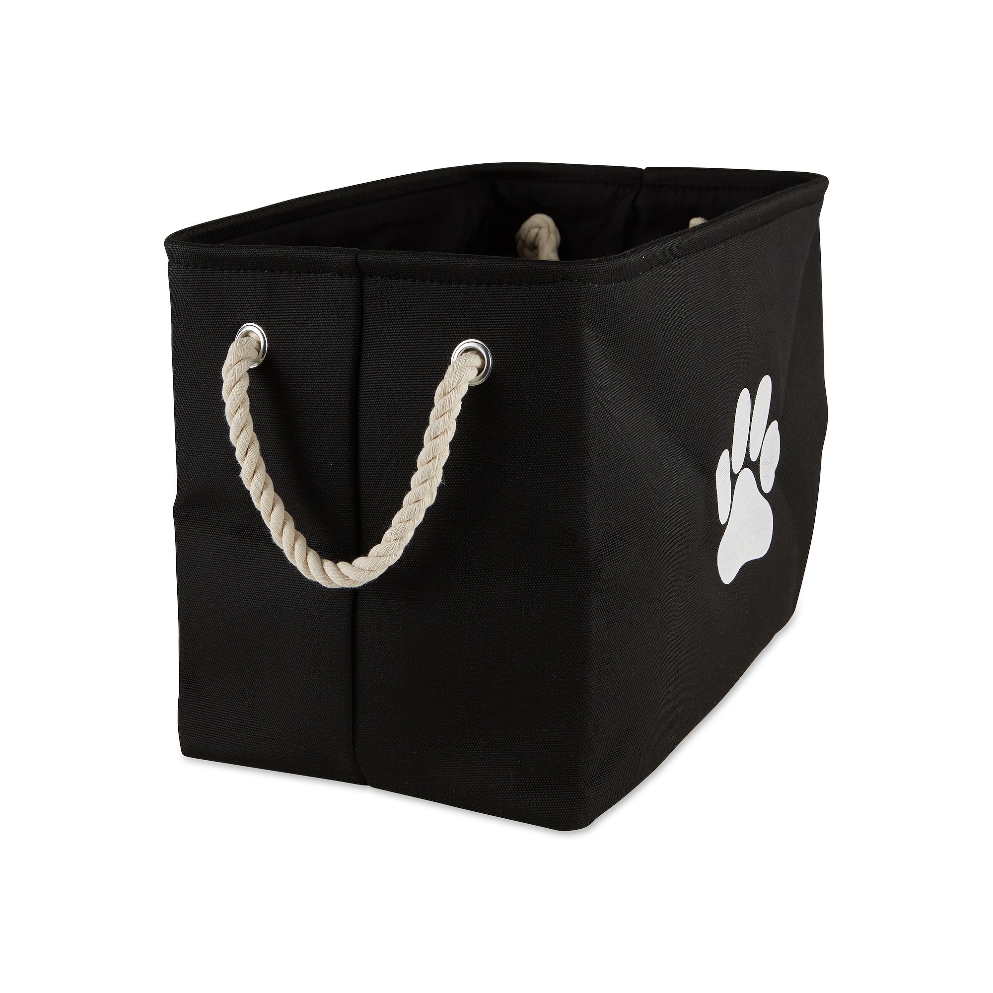 Bone Dry Black Polyester Paw Rectangle Pet Bin