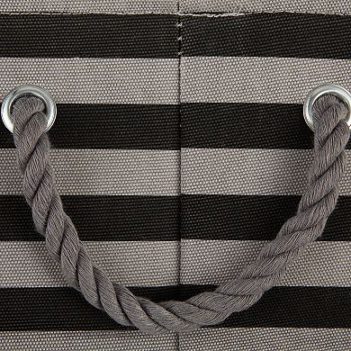 Bone Dry Black Polyester Stripe with Paw Patch Rectangle Pet Bin