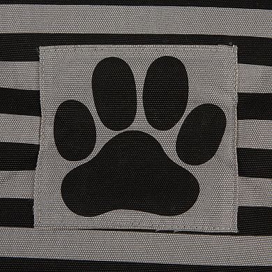 Bone Dry Black Polyester Stripe with Paw Patch Rectangle Pet Bin