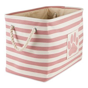 Bone Dry Black Polyester Stripe with Paw Patch Rectangle Pet Bin