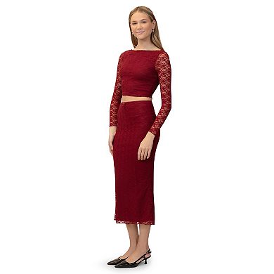 Juniors' madden girl 2-pc. Long Sleeve Top & Maxi Skirt Set