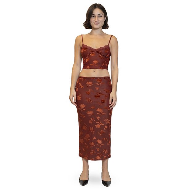Juniors Madden Girl 2 pc. Lace Cami Maxi Skirt Set Girl s Size Small Rust