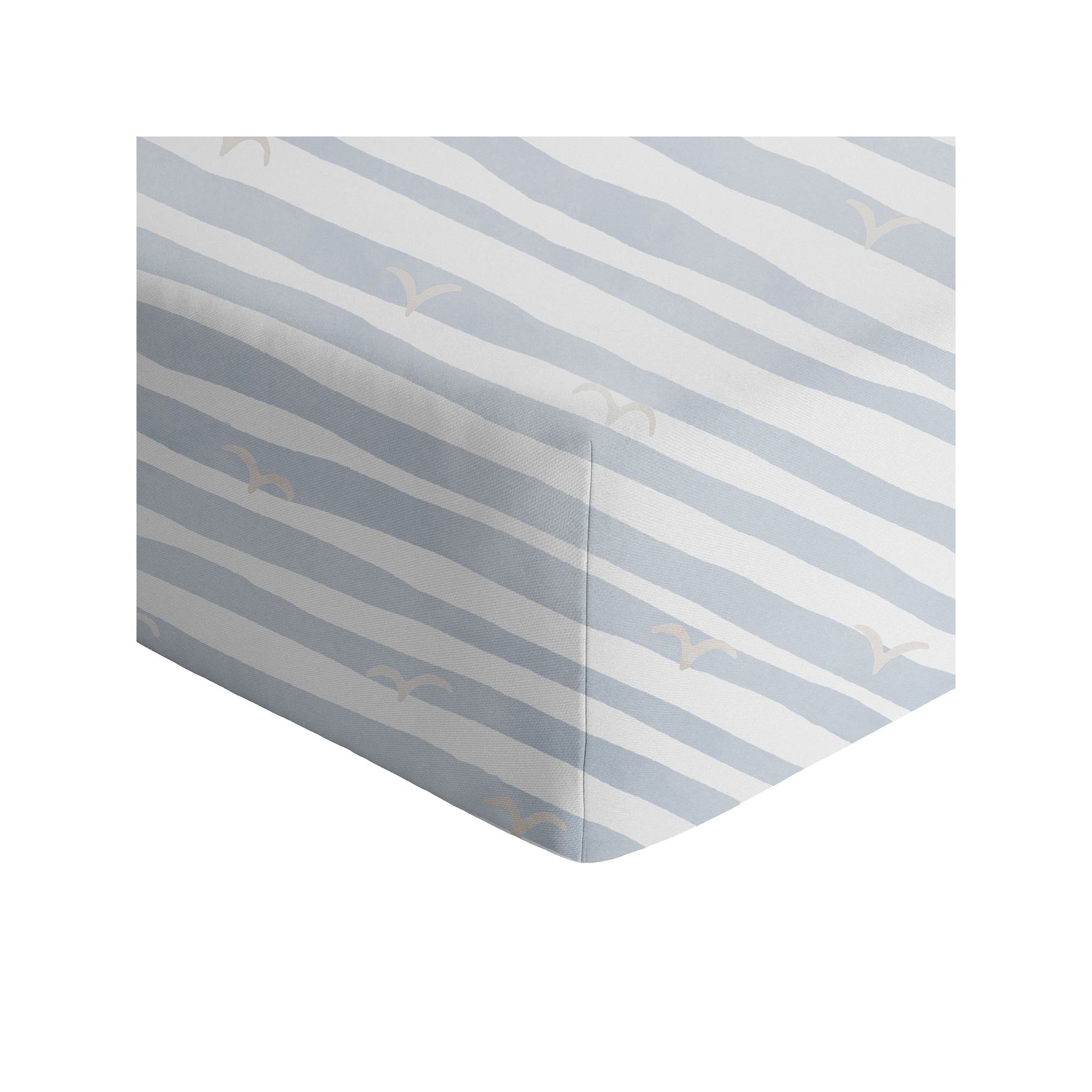Living Textiles Cotton Jersey Fitted Sheet, Blue Stripe