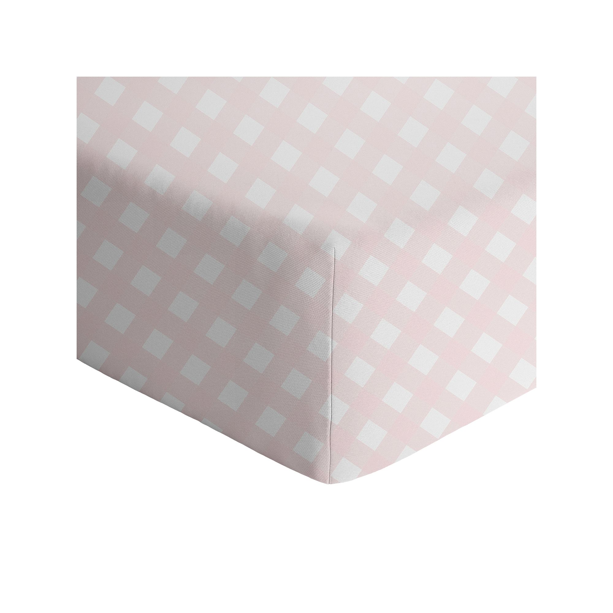 Living Textiles Cotton Jersey Fitted Sheet, Pink Gingham