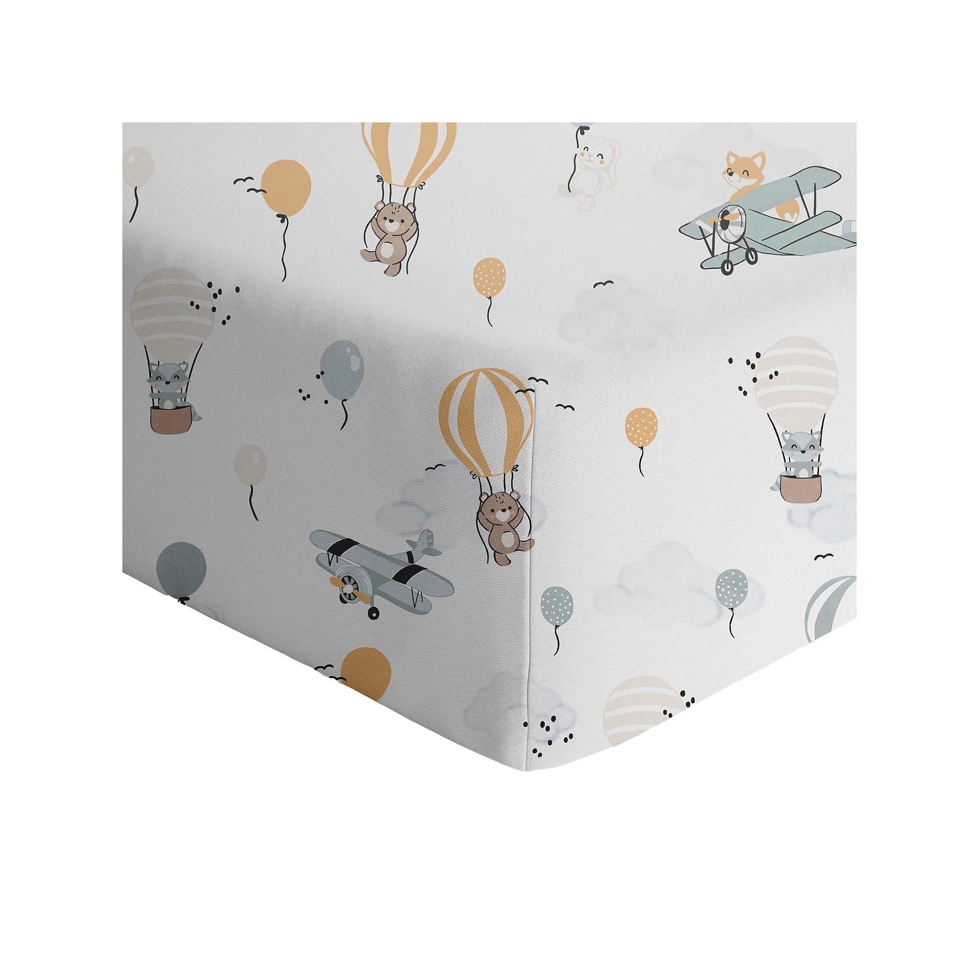 Living Textiles Cotton Jersey Fitted Sheet, Up Up And Away