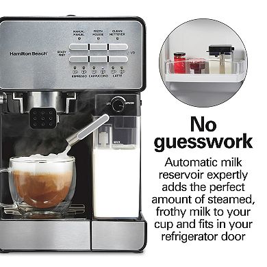 Hamilton Beach Slide & Lock Espresso Maker with Automatic Milk Reservoir