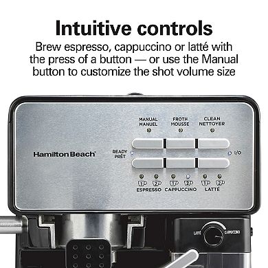 Hamilton Beach Slide & Lock Espresso Maker with Automatic Milk Reservoir