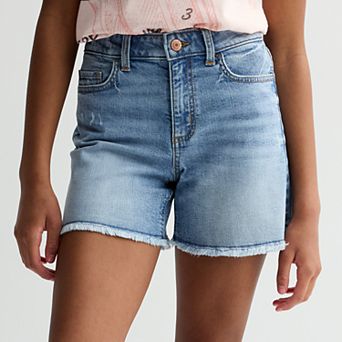 Girls 6-20 SO® High Rise Mid Length Relaxed-Fit Denim Shorts in Regular & Plus Size