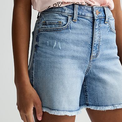 Girls 6-20 SO® High Rise Mid Length Relaxed-Fit Denim Shorts in Regular & Plus Size